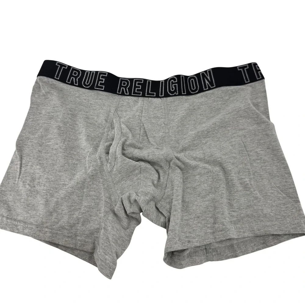 True Religion Men Gray Boxer Briefs Underwear Extra Large Cotton Blend Logo‎